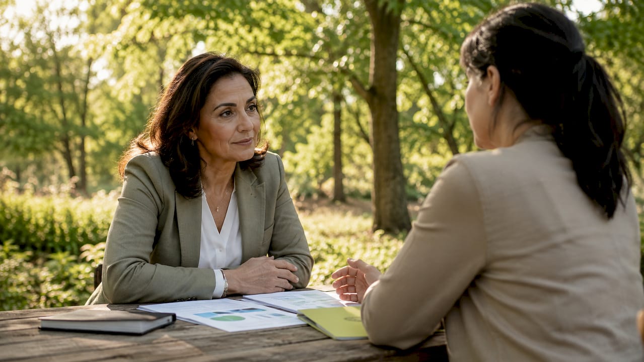 Executive consultation with wellness coach in office