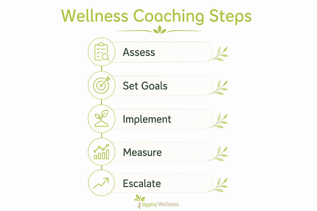Infographic illustrating wellness coaching step process