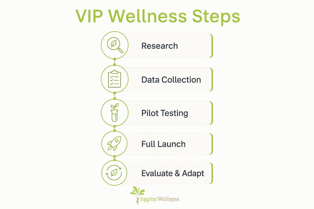 Infographic displaying step-by-step VIP wellness program design process