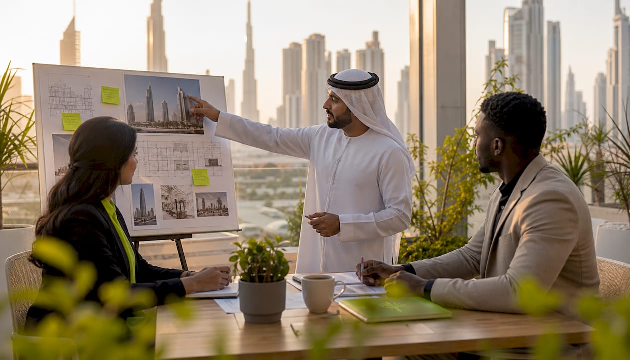 UAE leaders collaborating in modern office