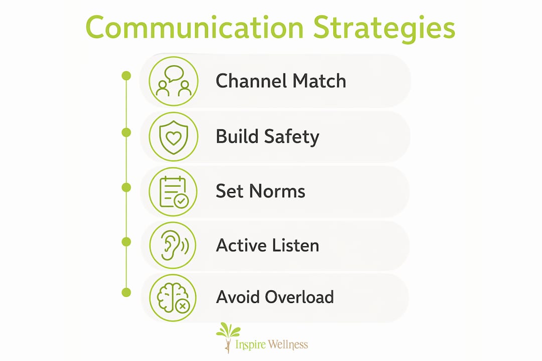 Infographic showing key communication strategies
