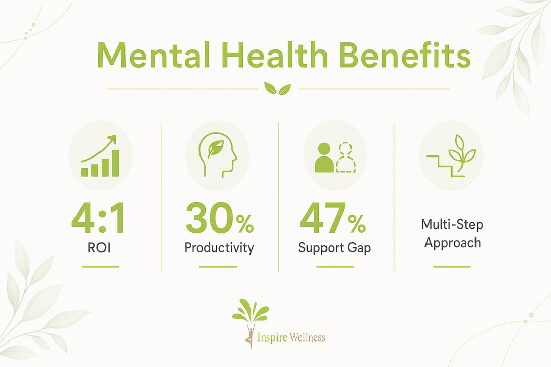Infographic showing key mental health benefit statistics