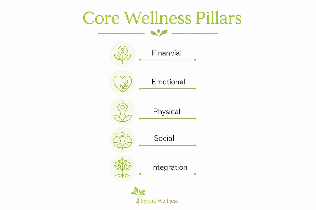 Infographic showing core pillars of financial wellness program