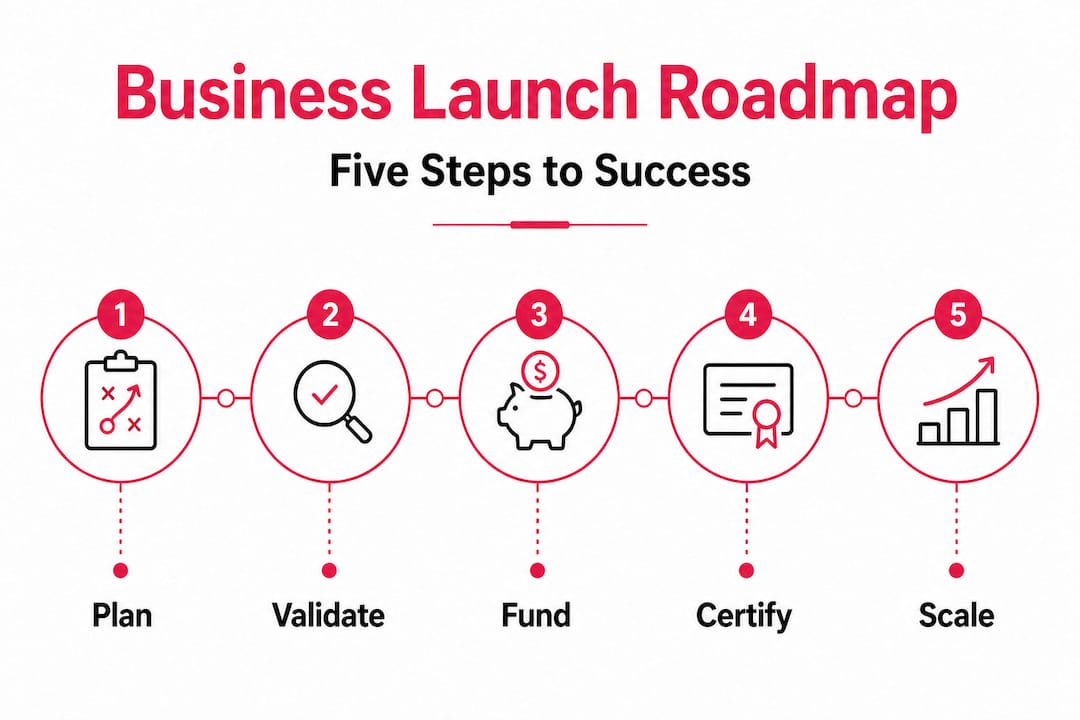 Infographic roadmap for starting a business