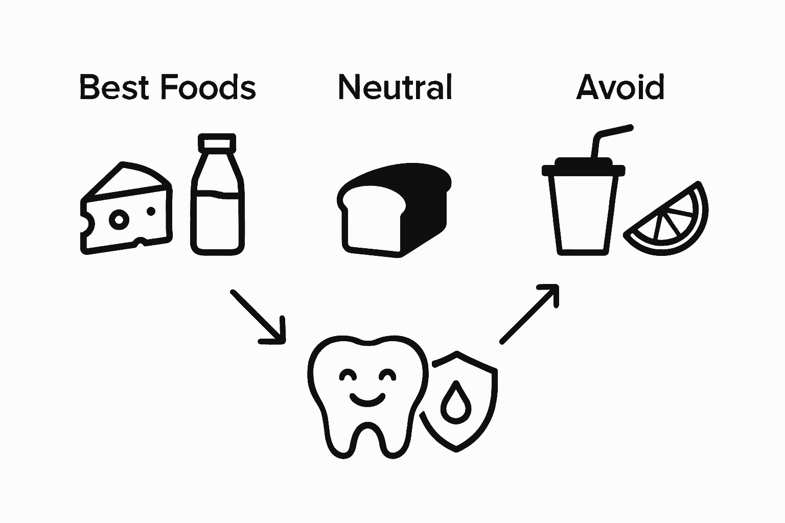Infographic comparing enamel-friendly and harmful foods