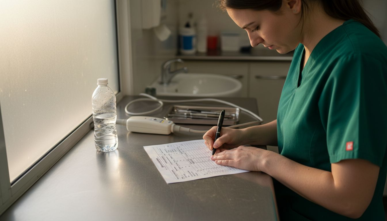 Dental hygienist records periodontal chart data