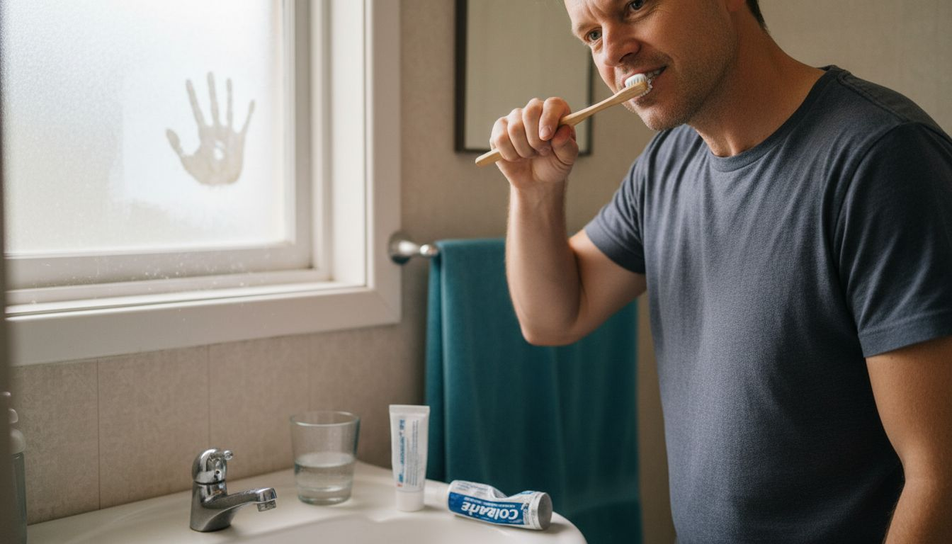 Man practicing gentle oral care routine