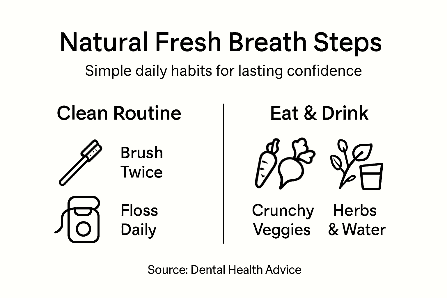 Infographic showing natural breath freshness habits