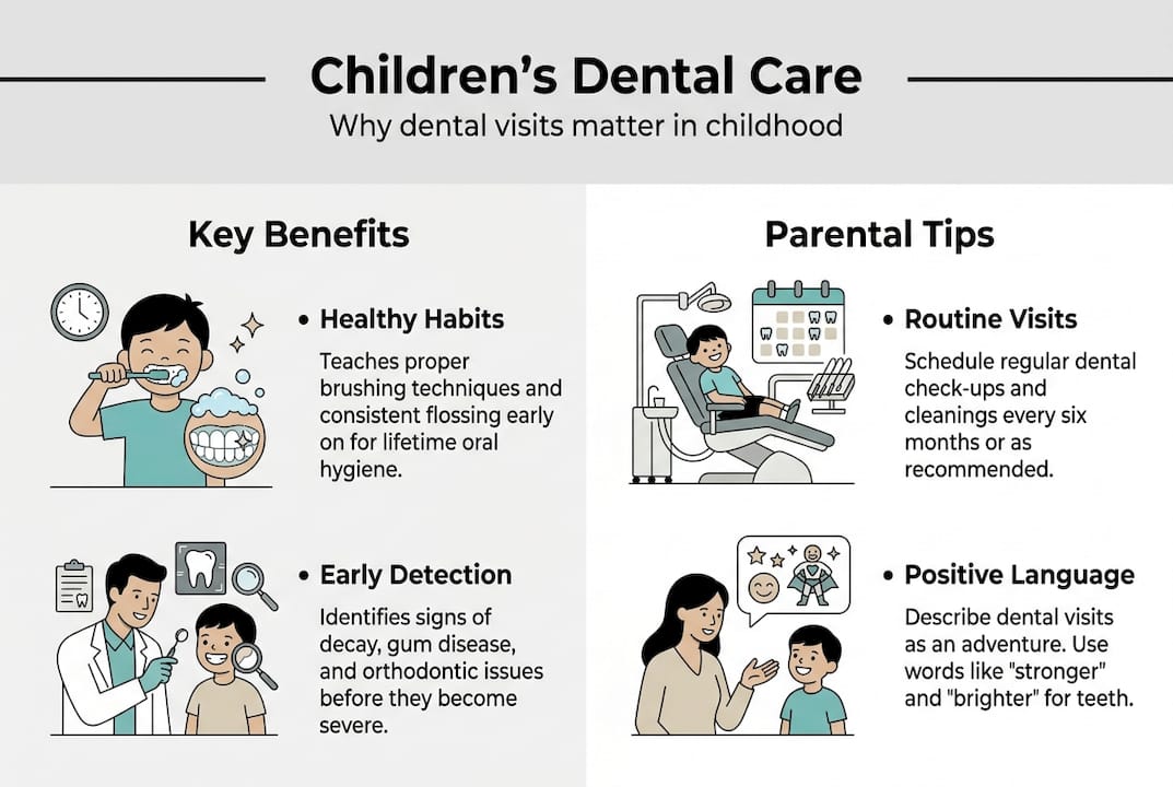 Infographic on key points in pediatric dental care