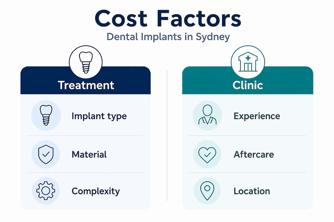 Infographic showing dental implant cost factors
