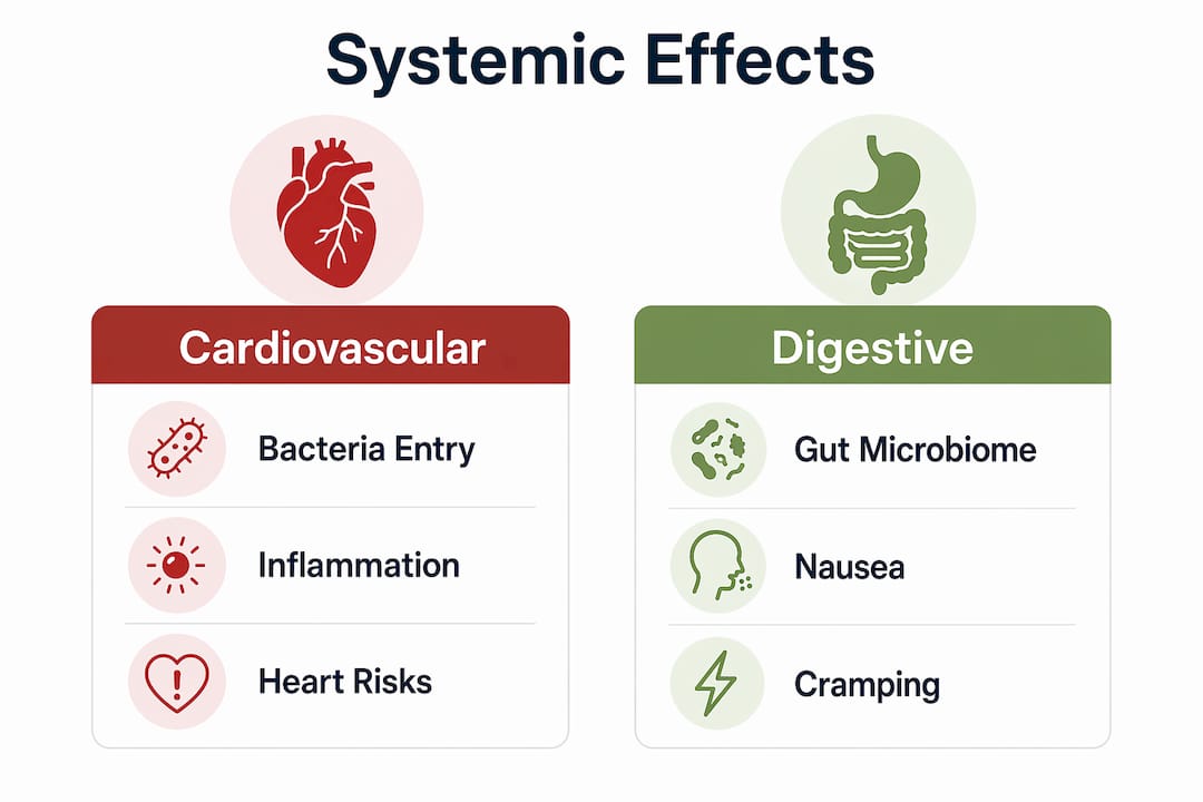Infographic showing systemic effects of rotten tooth infection
