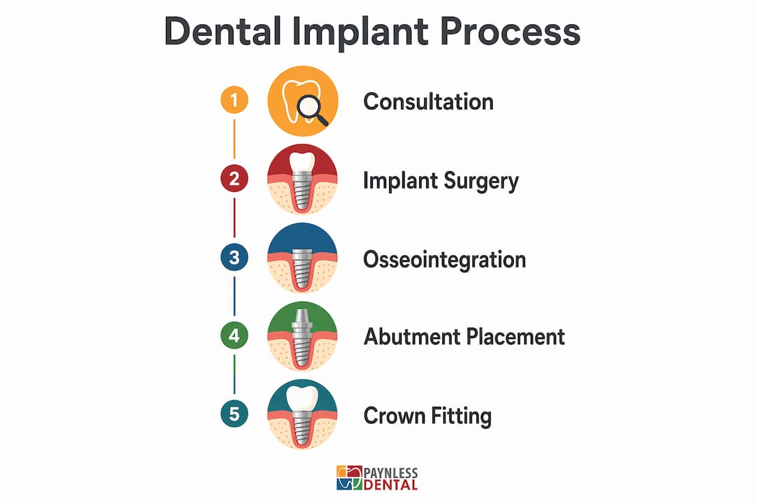 Infographic showing dental implant procedure steps