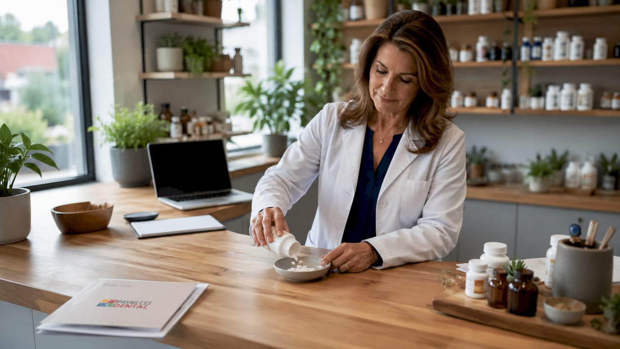 Pharmacist handling amoxicillin antibiotic tablets