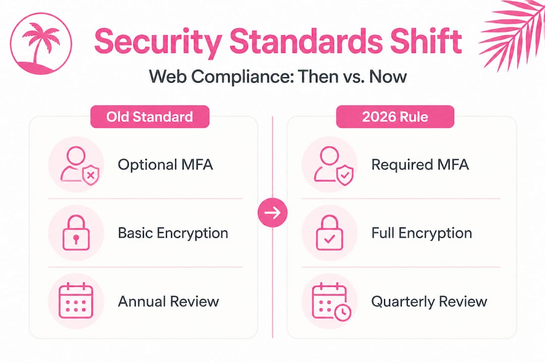 Infographic comparing old vs 2026 website security standards