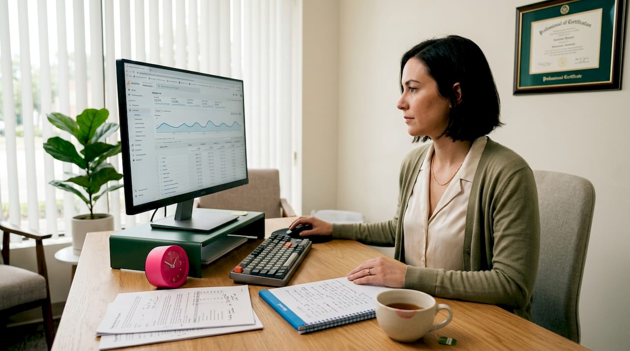 Digital marketer analyzing SEO audit in med spa