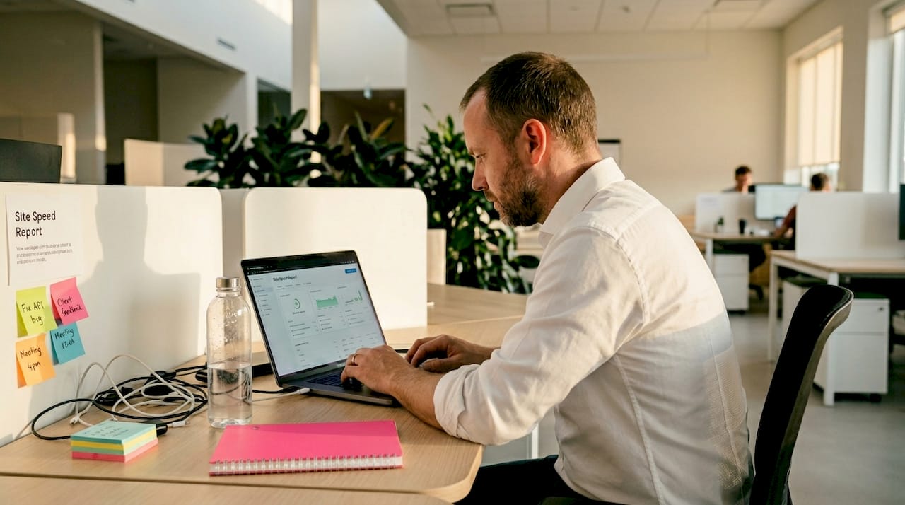 Web developer checking site speed audit