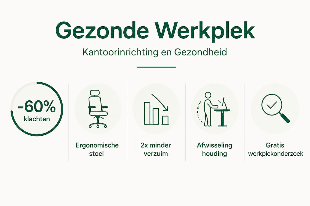 In één oogopslag zien wat een ergonomische werkplek je oplevert? Deze infographic zet alle voordelen overzichtelijk op een rij.