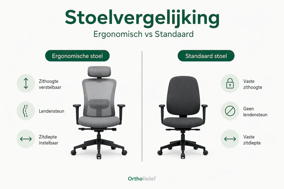 Infographic: de verschillen tussen een ergonomische stoel en een gewone bureaustoel