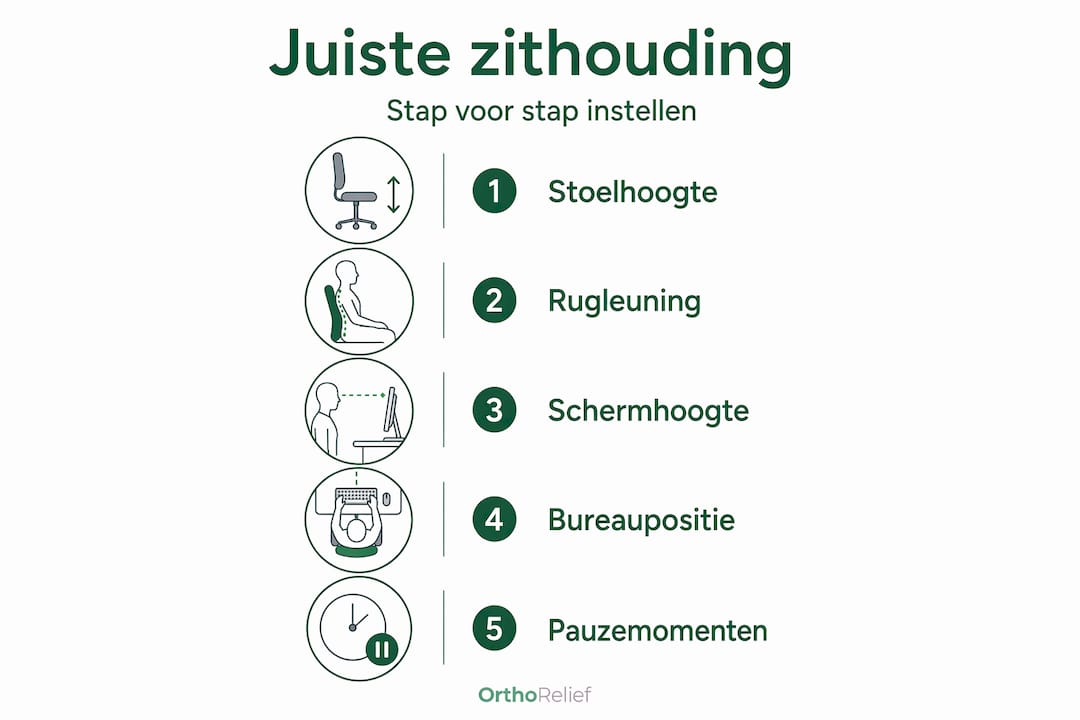 Infographic: zo neem je de juiste zithouding stap voor stap aan
