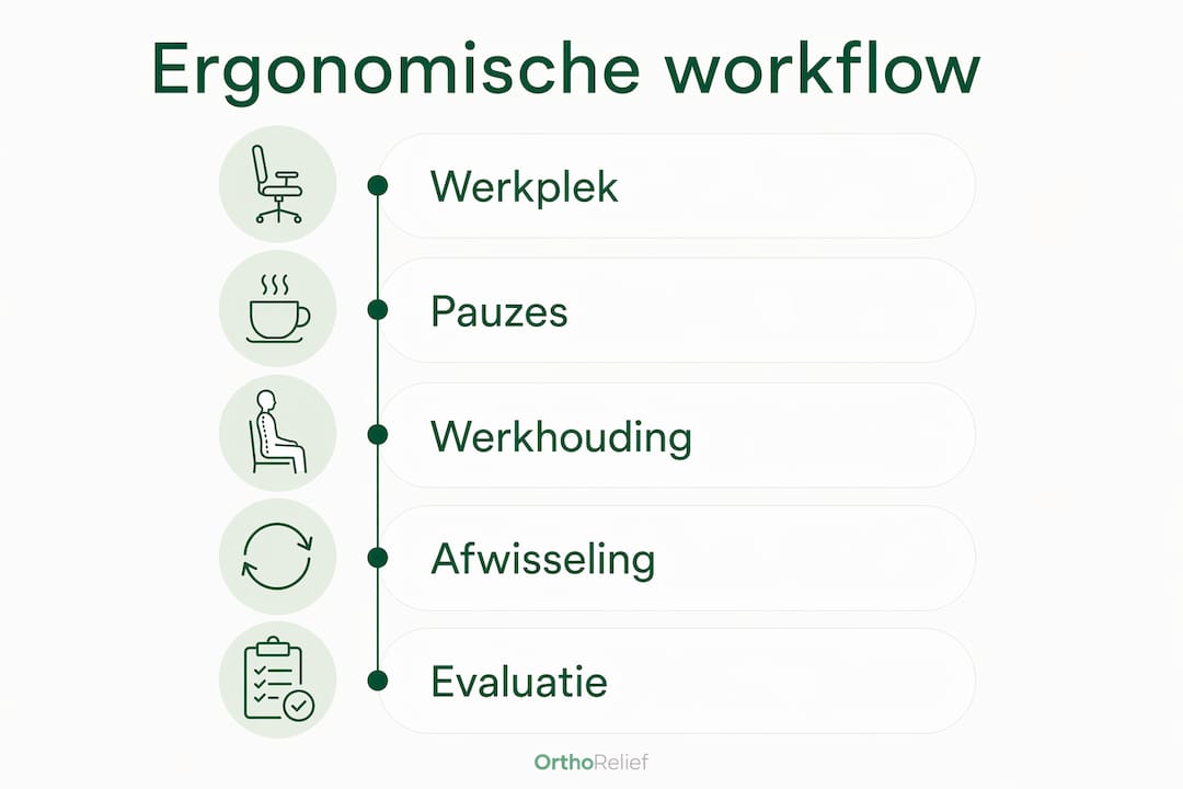 Visualisatie van de stappen voor een ergonomische werkwijze