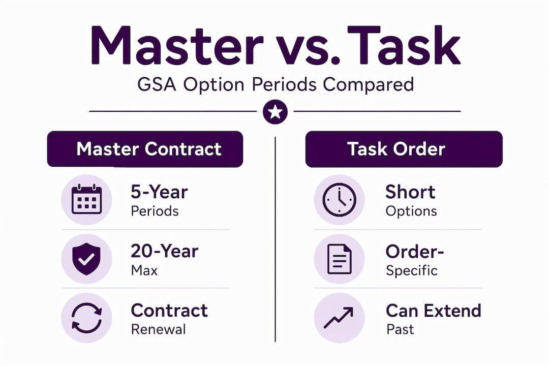 Infographic comparing master and task order options