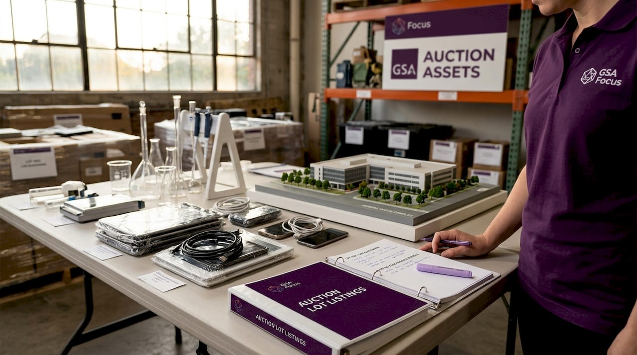 Auction table with assorted government items