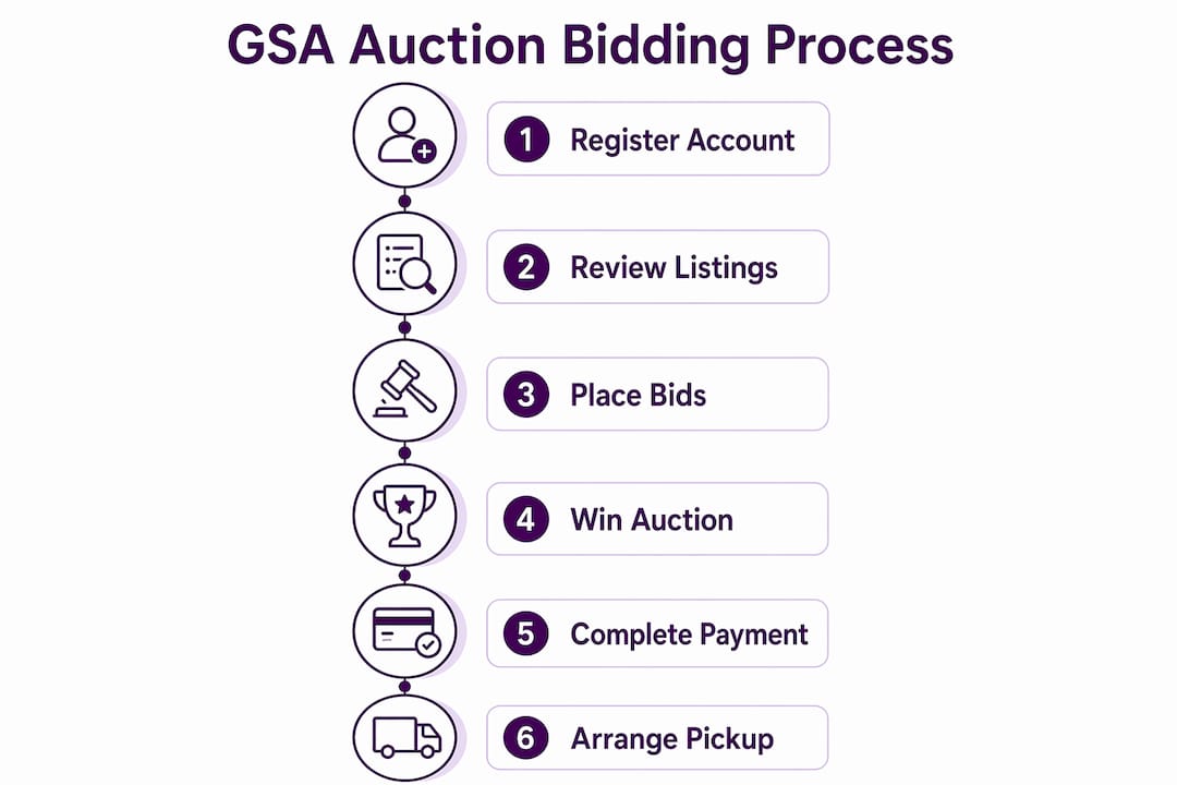 Infographic showing steps of GSA auction bidding process