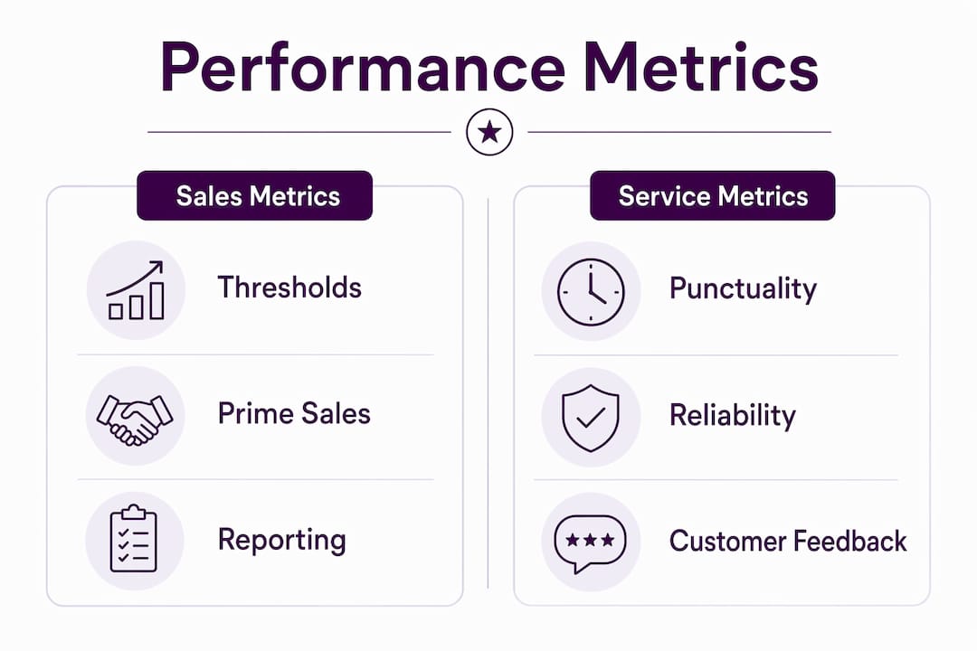 Infographic comparing sales and service metrics
