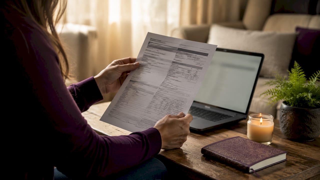 Hands comparing IRS letter and registration form