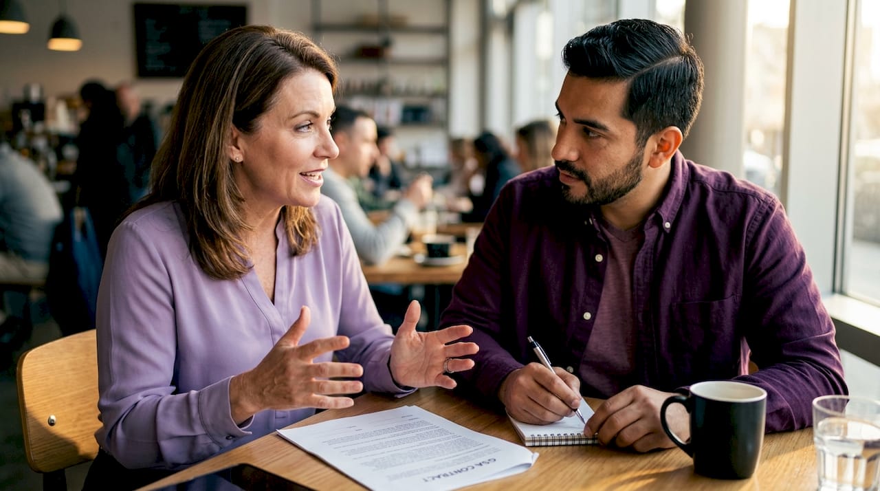 Two professionals discussing GSA MAS benefits
