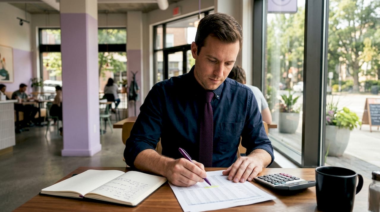 Man analyzing pricing and reporting data