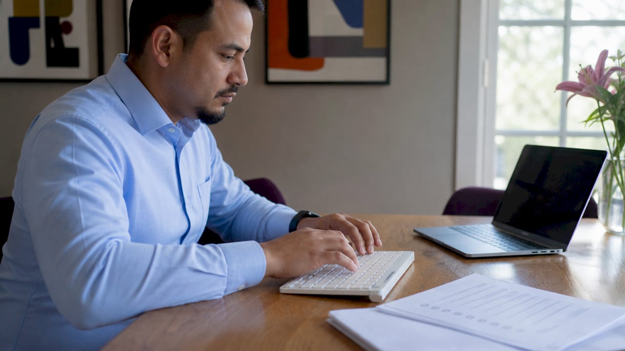 Hands typing SAM.gov registration checklist