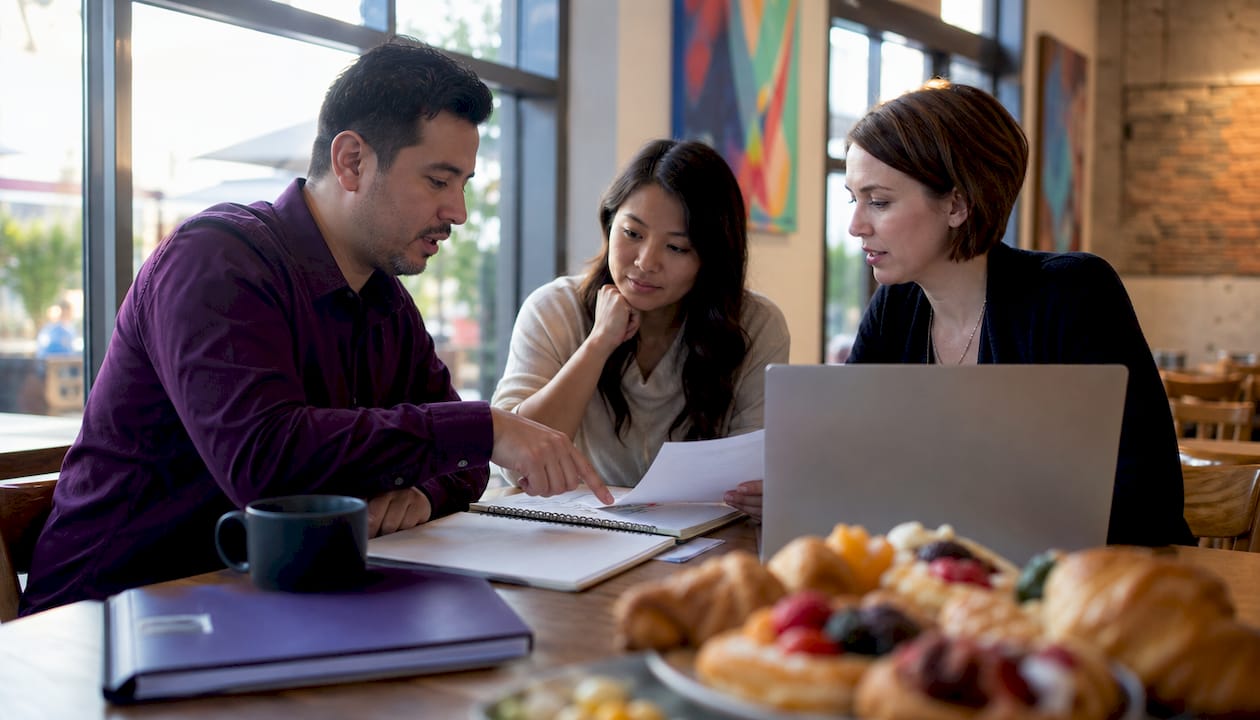 Diverse team discussing GSA RFP process in meeting room