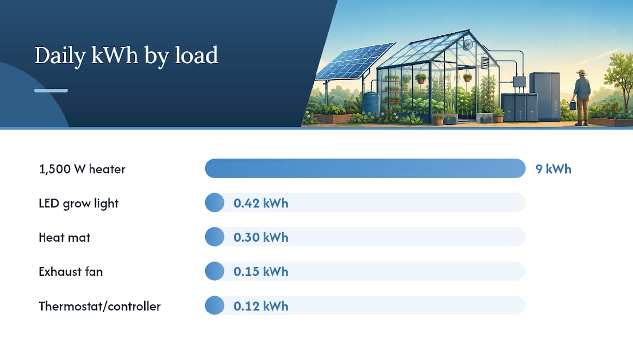 Diagram comparing greenhouse equipment power usage