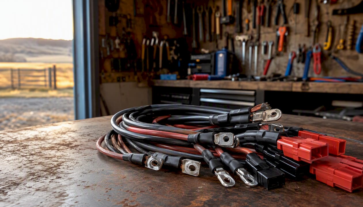 Marine-grade wire and connectors close-up