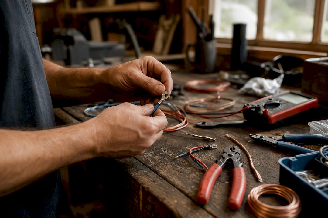 Hands crimping wire connector with heat shrink