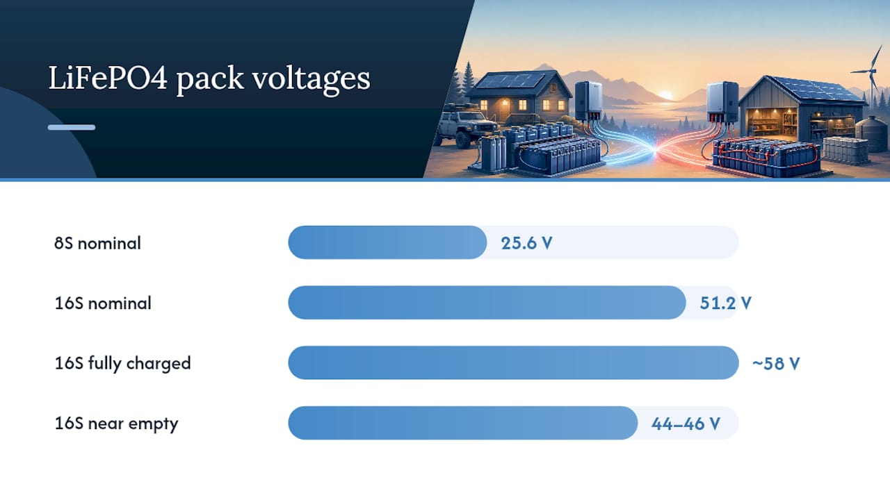 Which Batteries and Inverters Actually Pair With Each Voltage — overview diagram