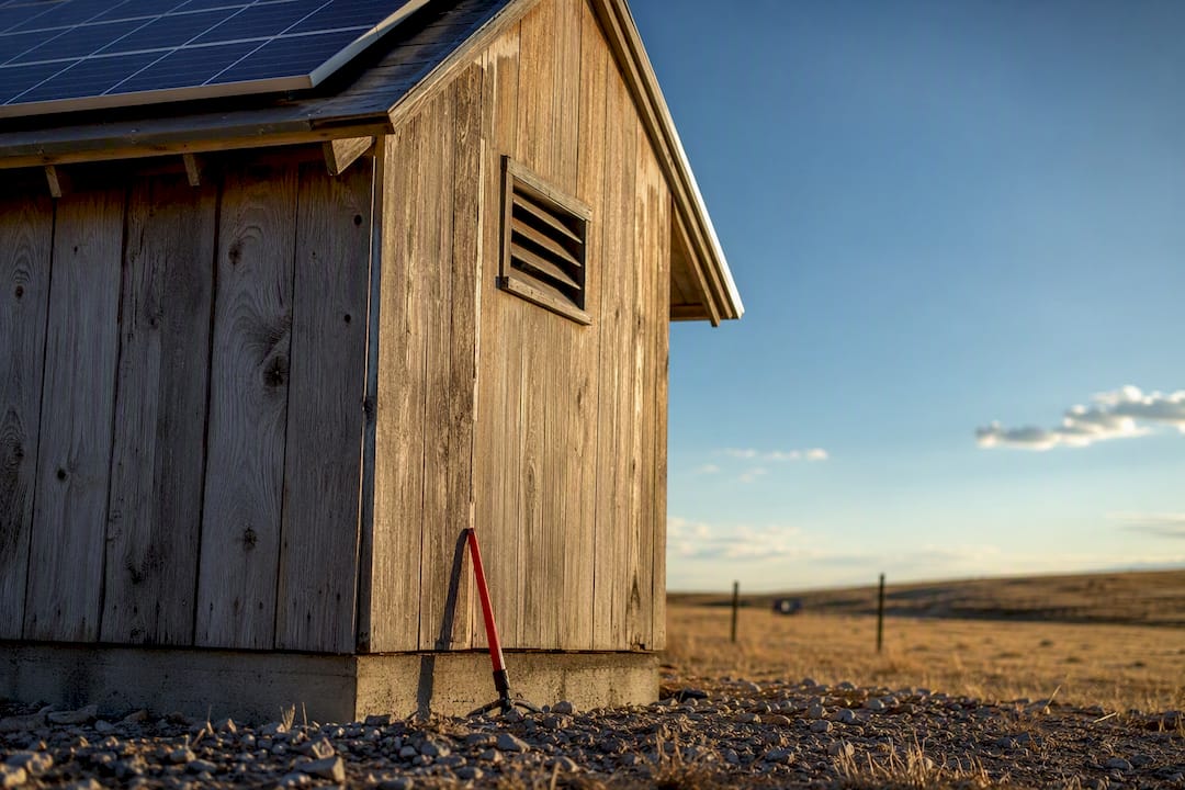 Solar-cooled rural pump house exterior