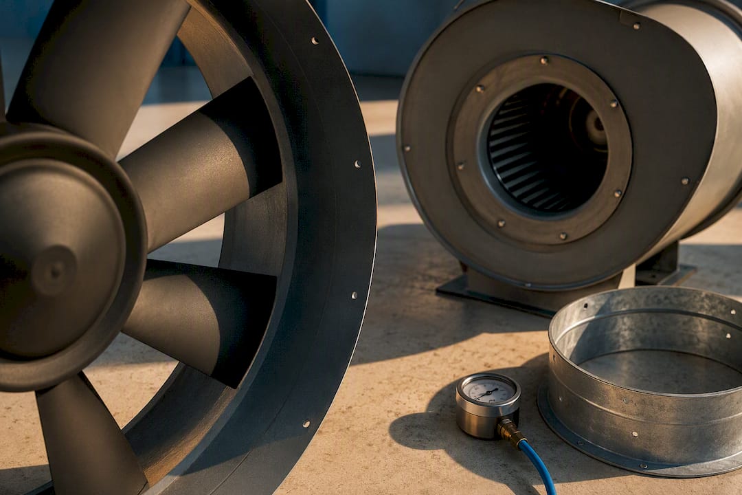Partial axial and centrifugal fan assemblies