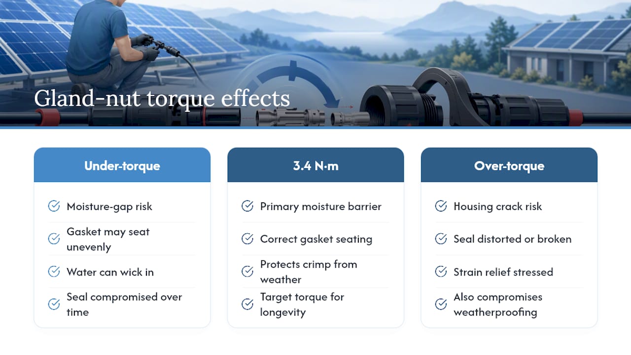 MC4 torque target and sealing risks