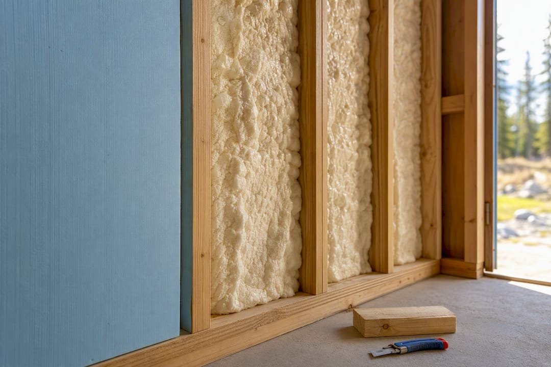Spray foam and rigid board insulation
