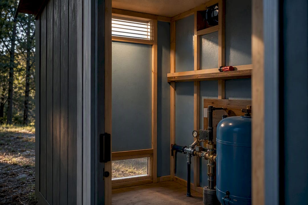 Ventilated rural well house interior
