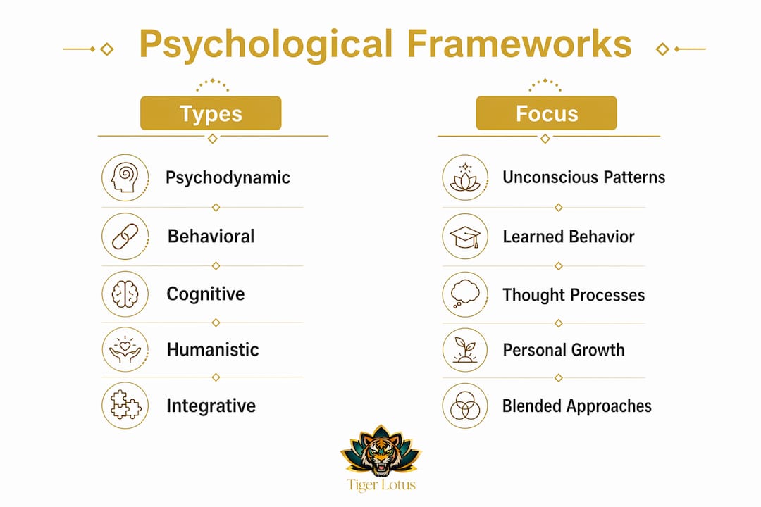Infographic comparing major psychological frameworks
