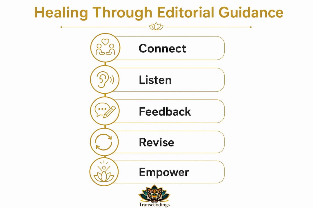 Infographic showing the healing editorial guidance steps