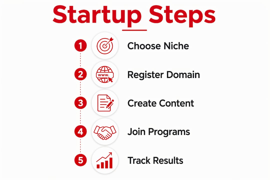 Infographic showing affiliate entrepreneurship startup steps