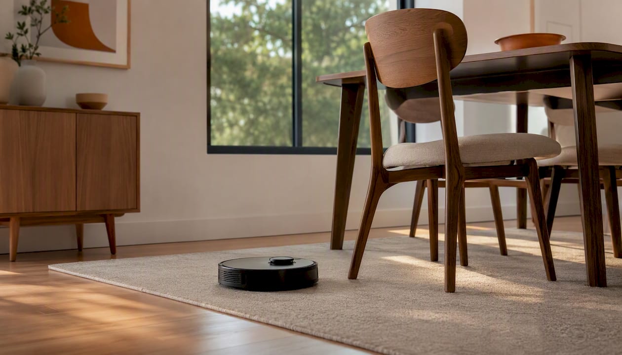 Robot vacuum cleaning floor