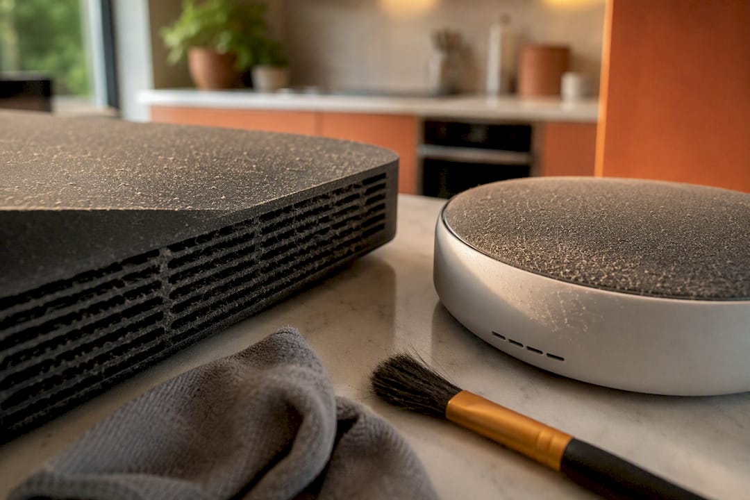 Dust accumulation on vents of smart home devices