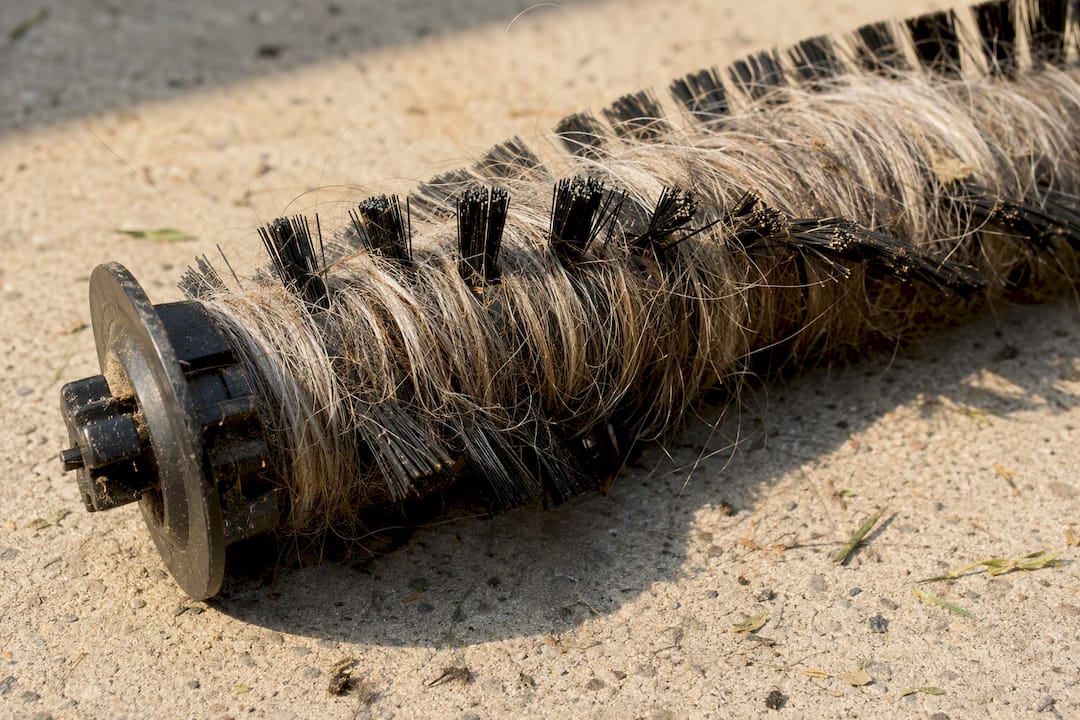 Pet hair tangled on vacuum brush roll
