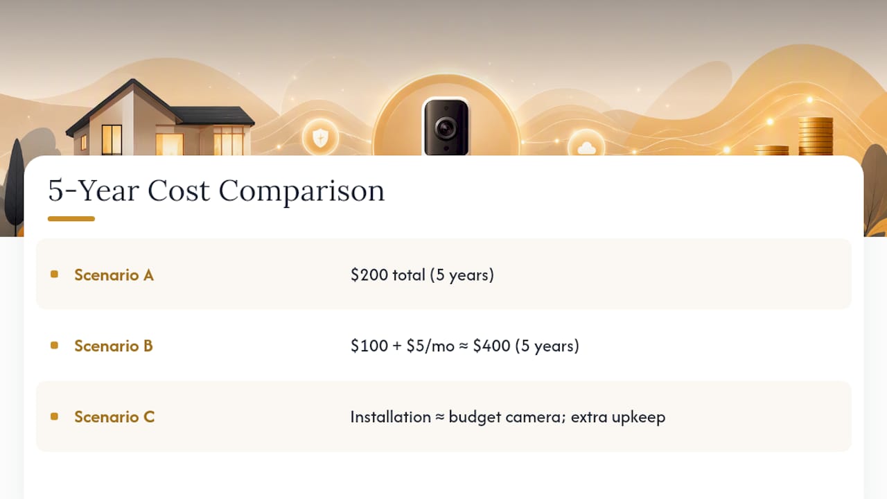 Diagram comparing doorbell camera costs over time