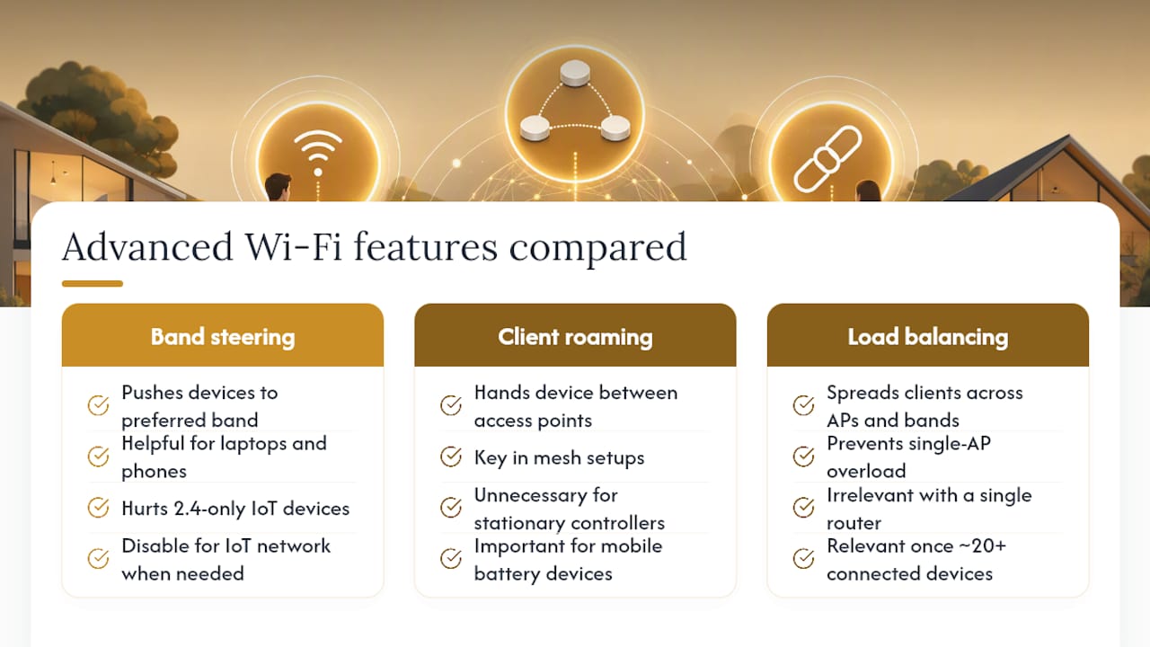 Load Balancing, Band Steering, and Client Roaming Explained — overview diagram